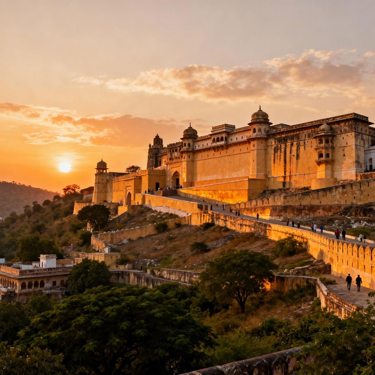 Golden hour over a royal Indian fort